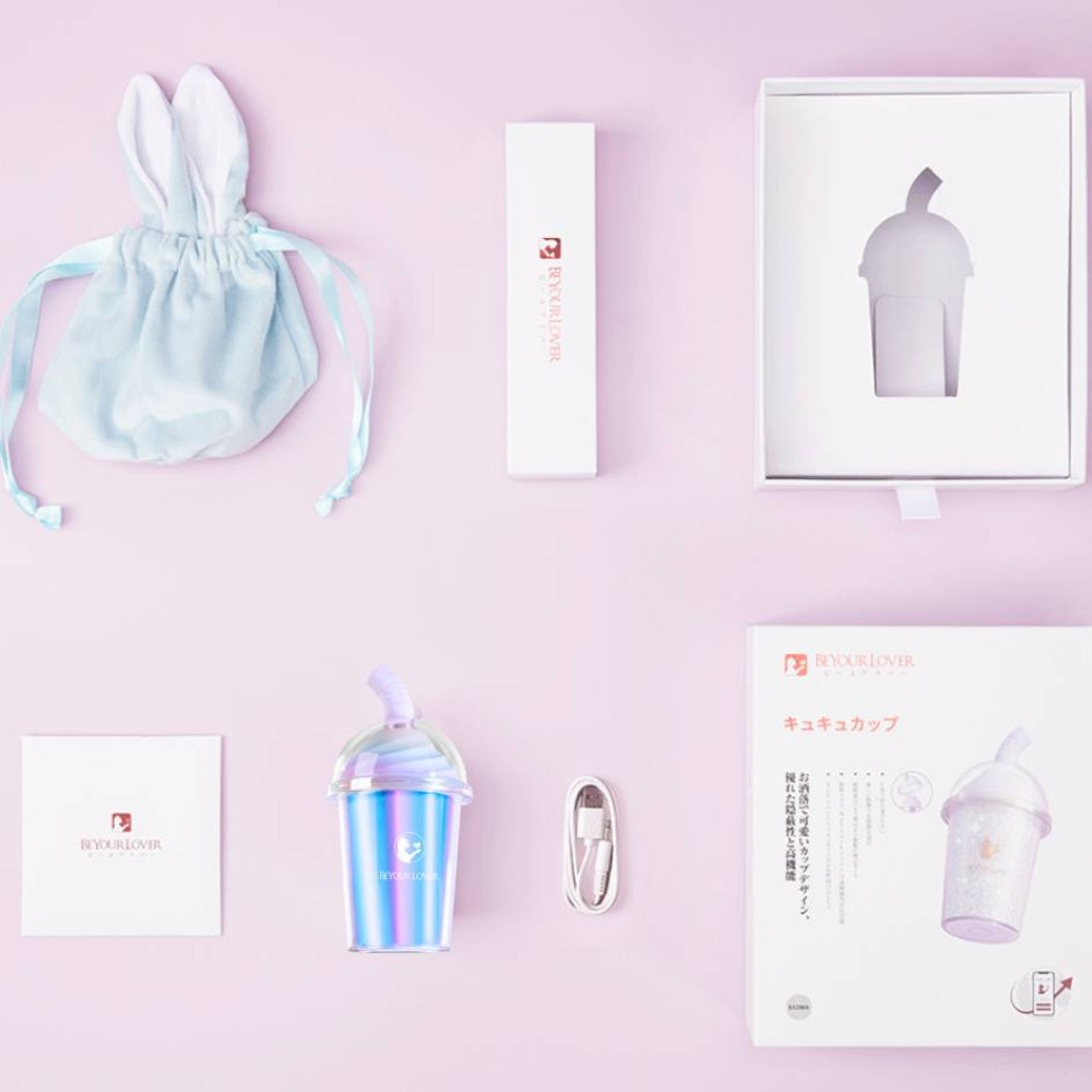 Вакуумний стимулятор у формі стаканчика з трубочкою BeYourLover Joy Cup голубий, 9.1 см х 4.6 см