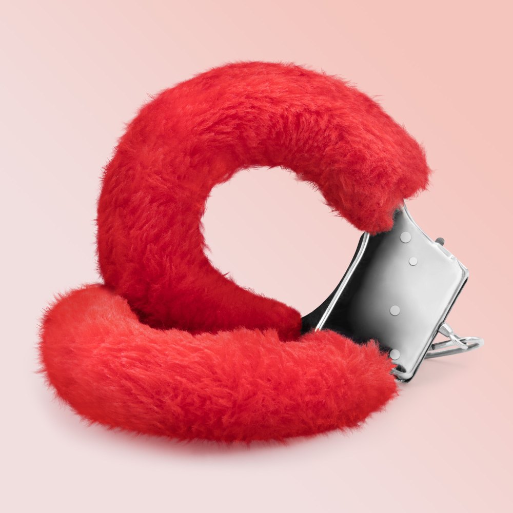 Наручники Love Cuffs Crushious металеві, з червоним хутром