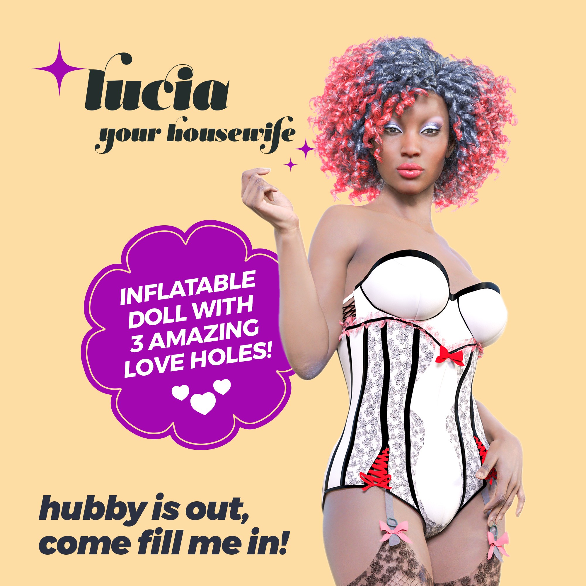Секс-лялька з 3 отворами Crushious LUCIA The Inflatable Nurse, бежева, 155 см