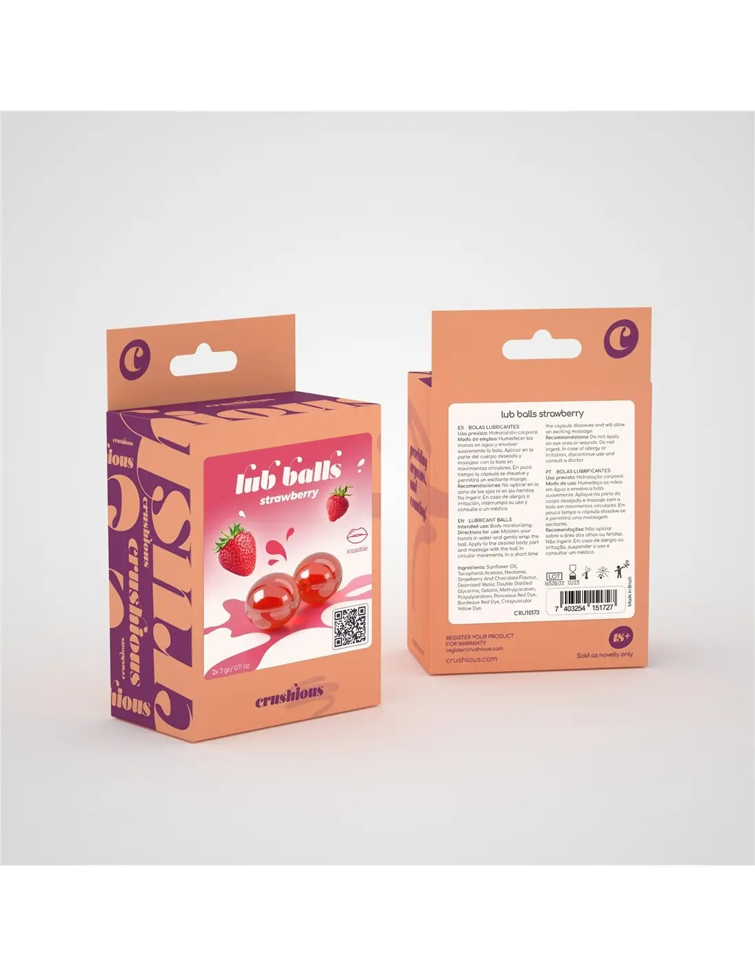 Бразильские взрывные шарики для массажа Crushious Lub Balls Strawberry cо вкусом клубники