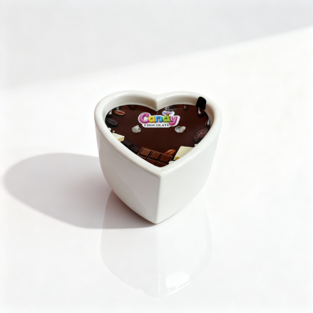 Масажна свічка з ароматом шоколаду Candy Chocolate у формі серця, 70 мл