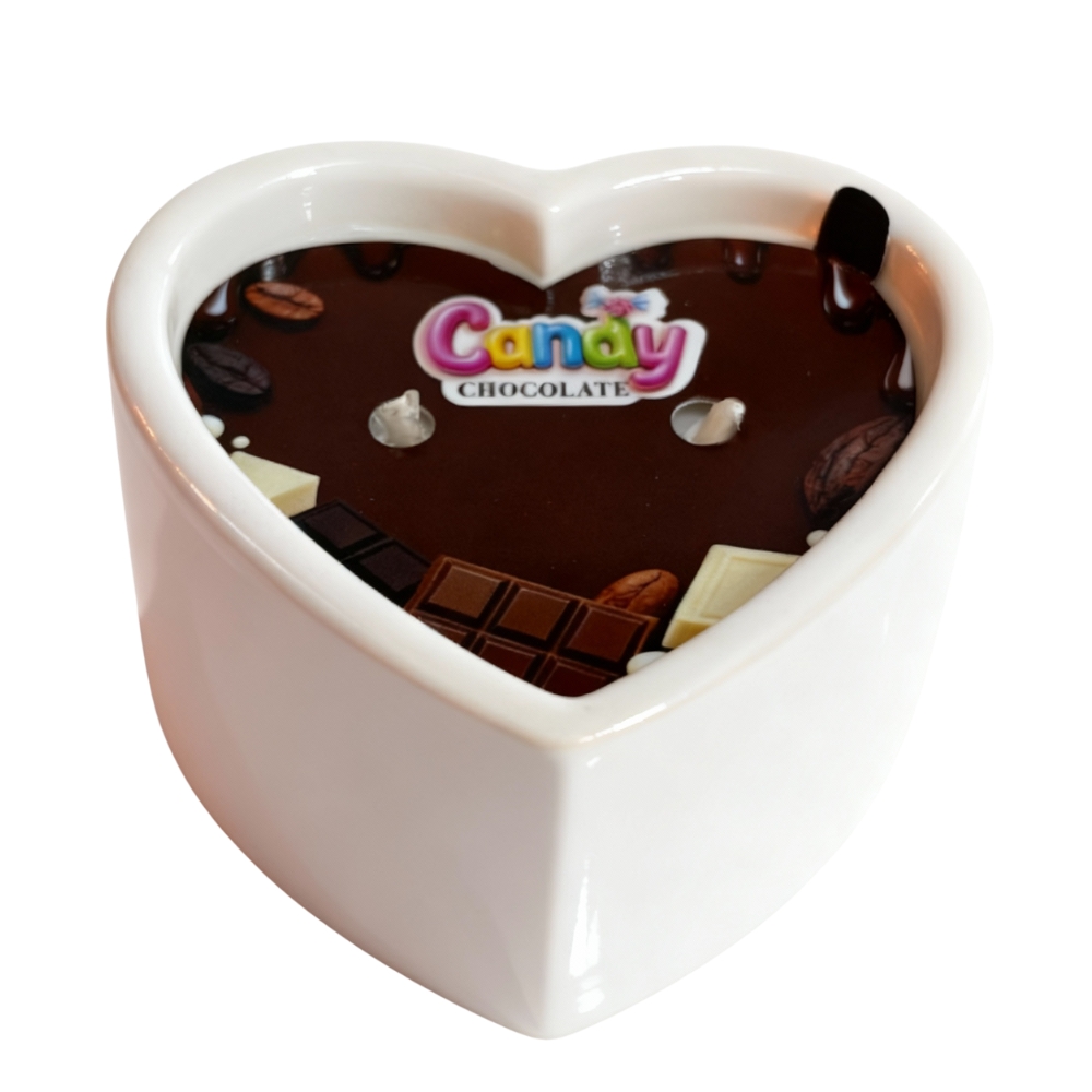 Масажна свічка з ароматом шоколаду Candy Chocolate у формі серця, 70 мл