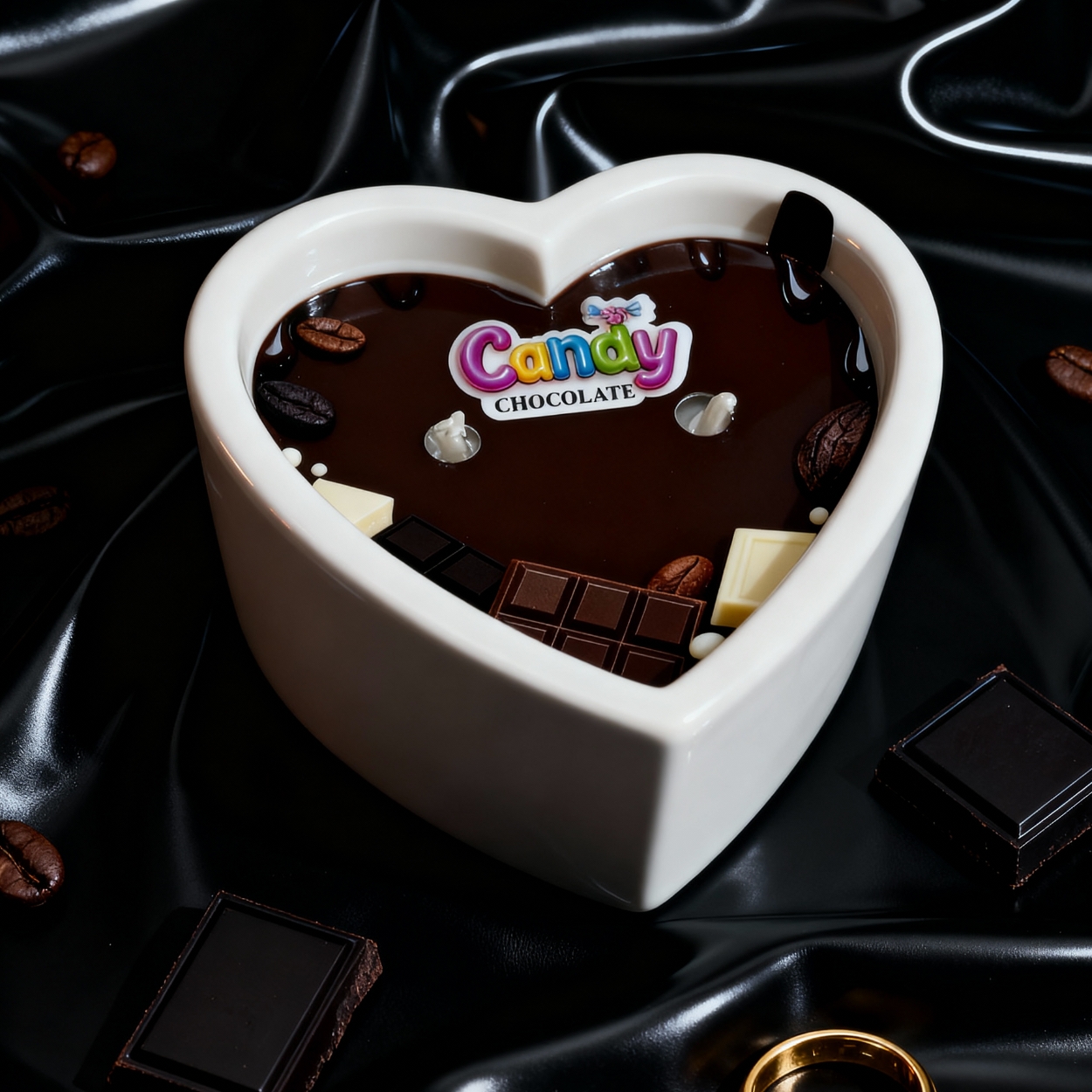Масажна свічка з ароматом шоколаду Candy Chocolate у формі серця, 70 мл