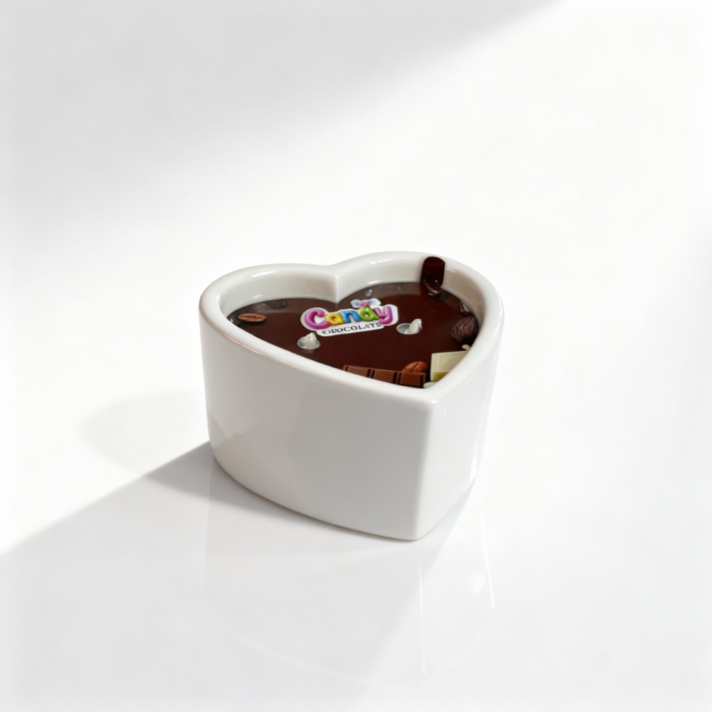 Масажна свічка з ароматом шоколаду Candy Chocolate у формі серця, 70 мл