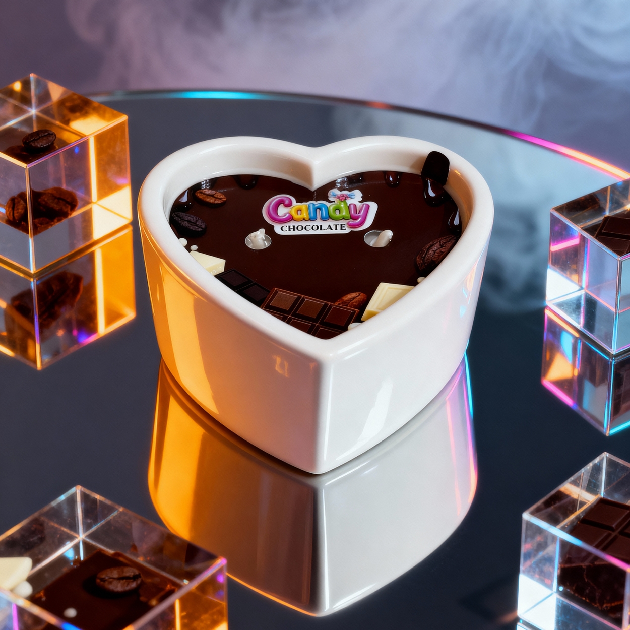 Масажна свічка з ароматом шоколаду Candy Chocolate у формі серця, 70 мл