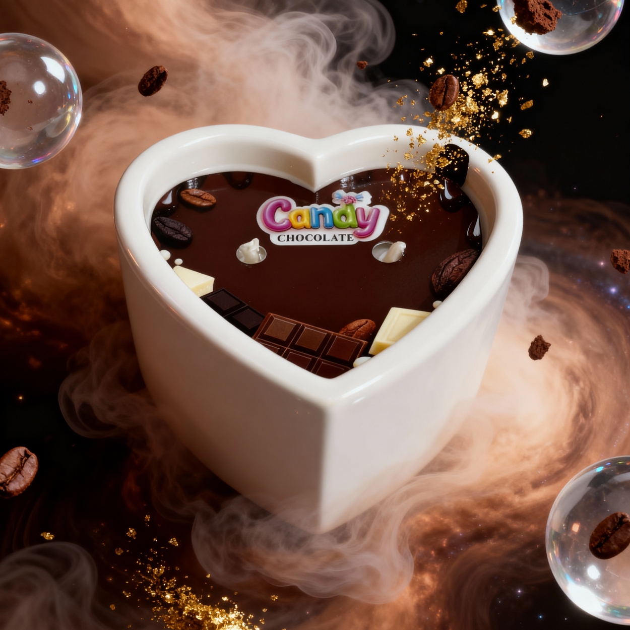 Масажна свічка з ароматом шоколаду Candy Chocolate у формі серця, 70 мл