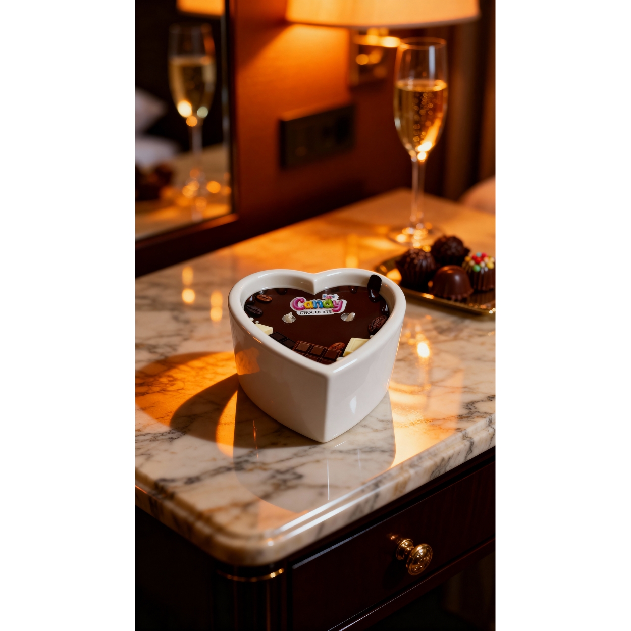 Масажна свічка з ароматом шоколаду Candy Chocolate у формі серця, 70 мл