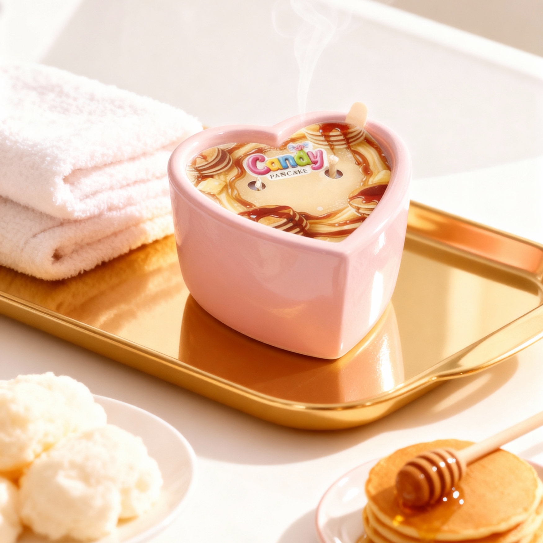 Масажна свічка з ароматом панкейка Candy Pancake у формі серця, 70 мл