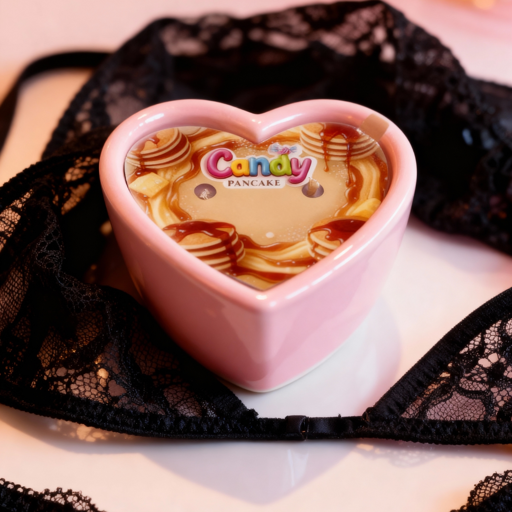 Масажна свічка з ароматом панкейка Candy Pancake у формі серця, 70 мл