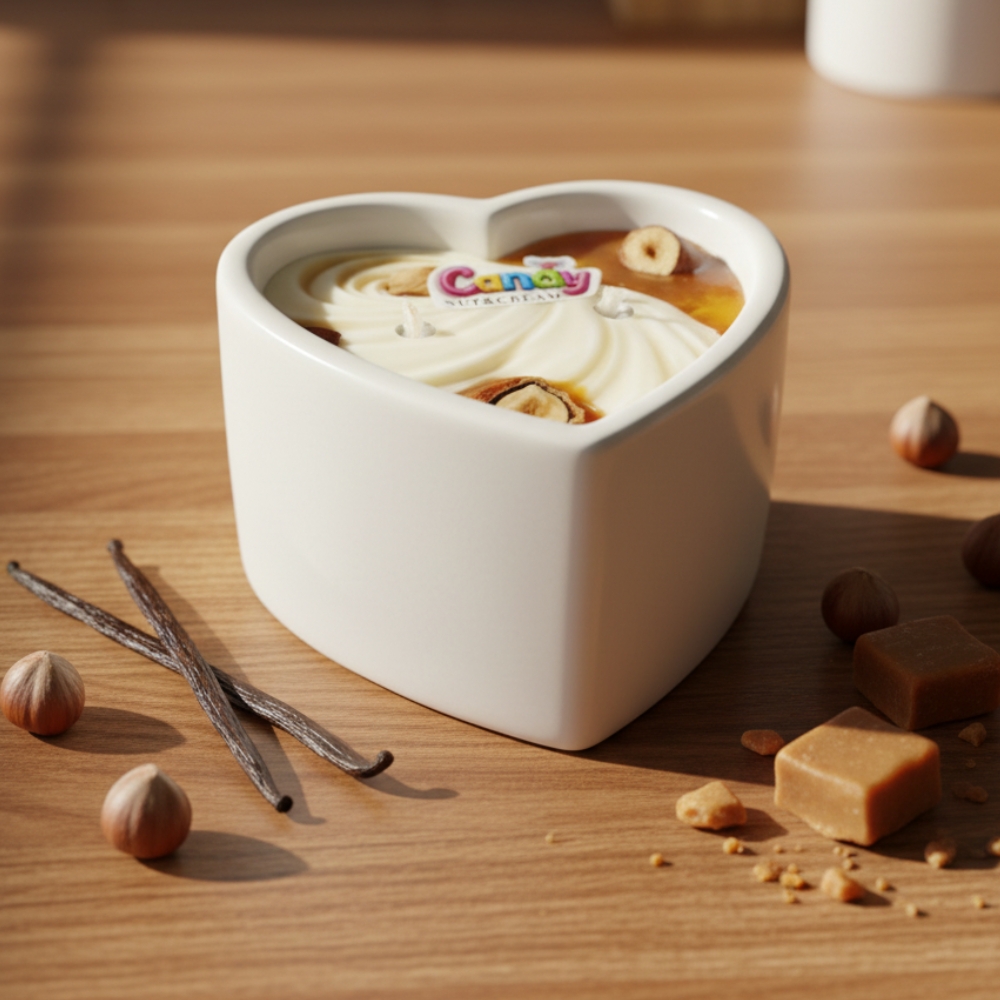 Масажна свічка з ароматом горіхового крему Candy Nut Cream у формі серця, 70 мл