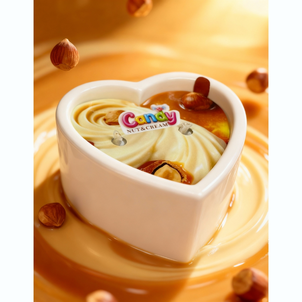Масажна свічка з ароматом горіхового крему Candy Nut Cream у формі серця, 70 мл
