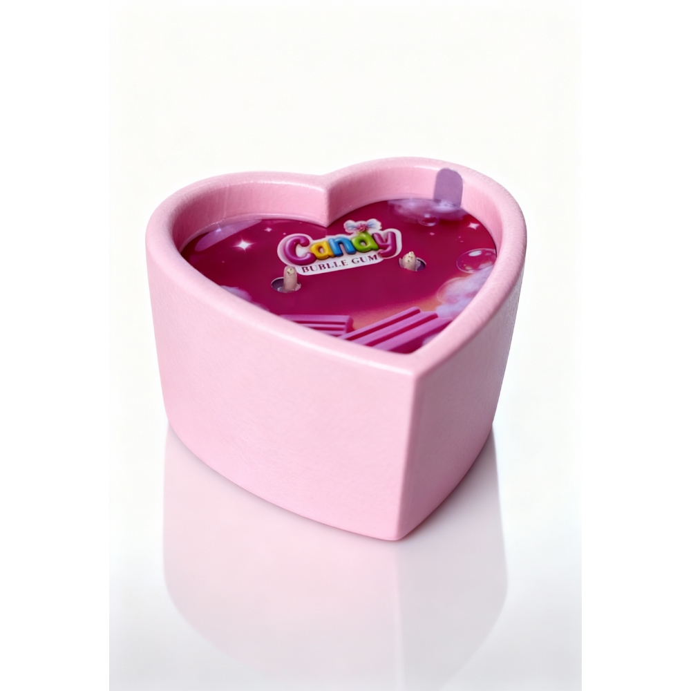 Массажная свеча с ароматом жвачки Candy Bubble Gum в форме сердца, 70 мл
