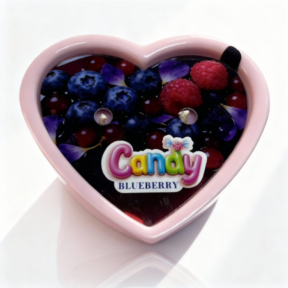 Масажна свічка з ароматом чорниці Candy Blueberry у формі серця, 70 мл