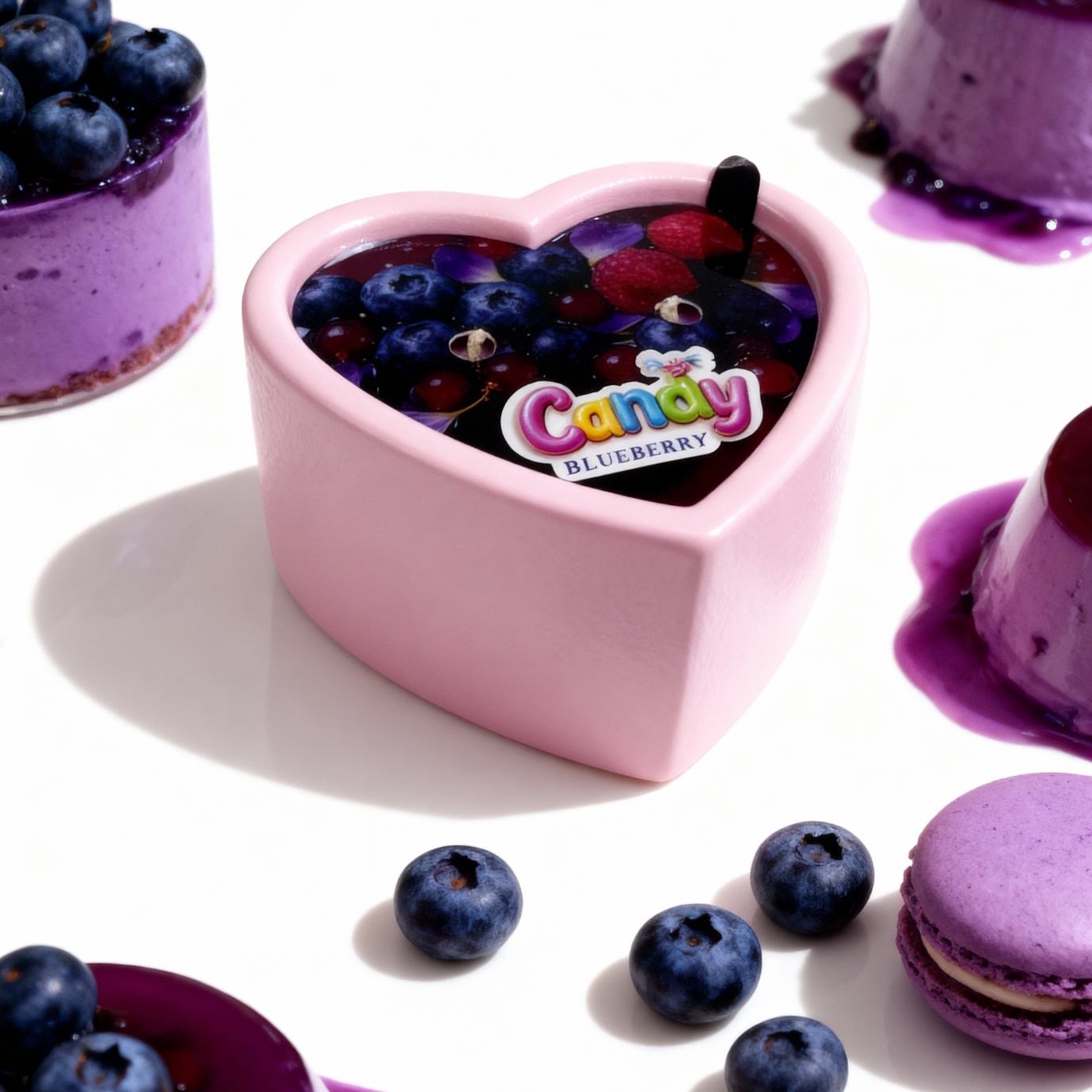 Масажна свічка з ароматом чорниці Candy Blueberry у формі серця, 70 мл