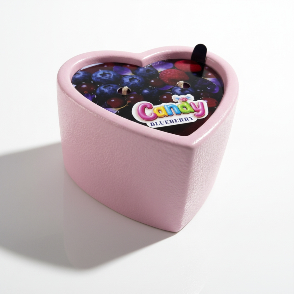 Масажна свічка з ароматом чорниці Candy Blueberry у формі серця, 70 мл