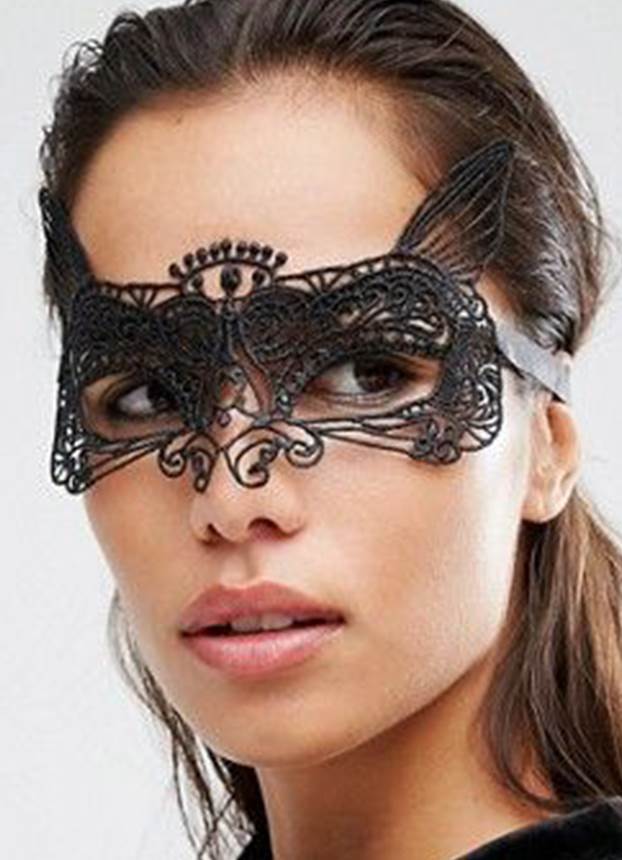 Маски на очі Star Night мереживні з вушками, чорні, 2 шт (без коробки)