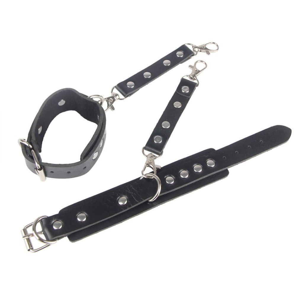 Гартери з наручниками Star Night Sexy Bondage з екошкіри, чорні, One Size