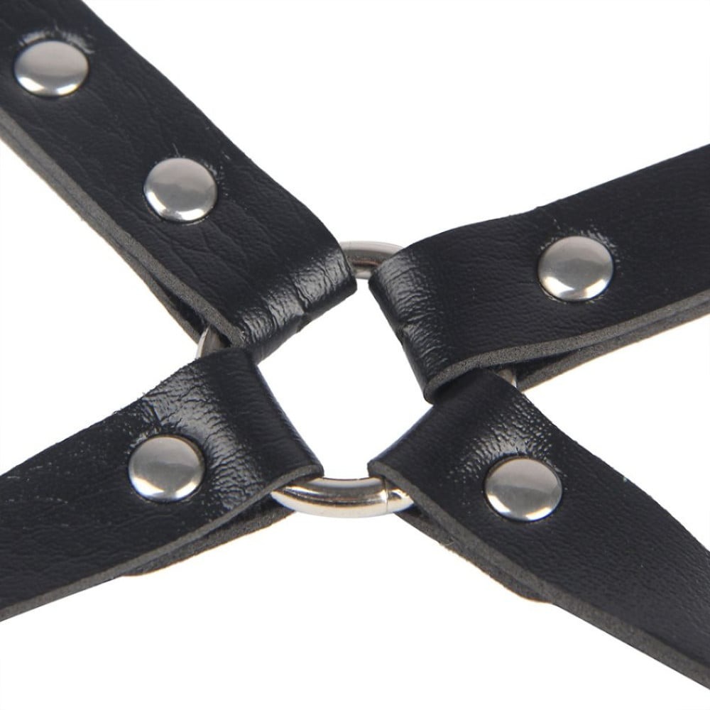 Гартери з наручниками Star Night Sexy Bondage з екошкіри, чорні, One Size