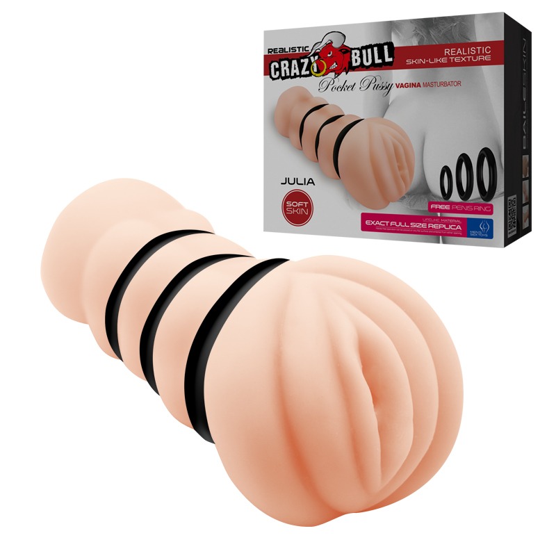 Мастурбатор реалістичний Crazy Bull Pocket Pussy із кібершкіри, 15 см