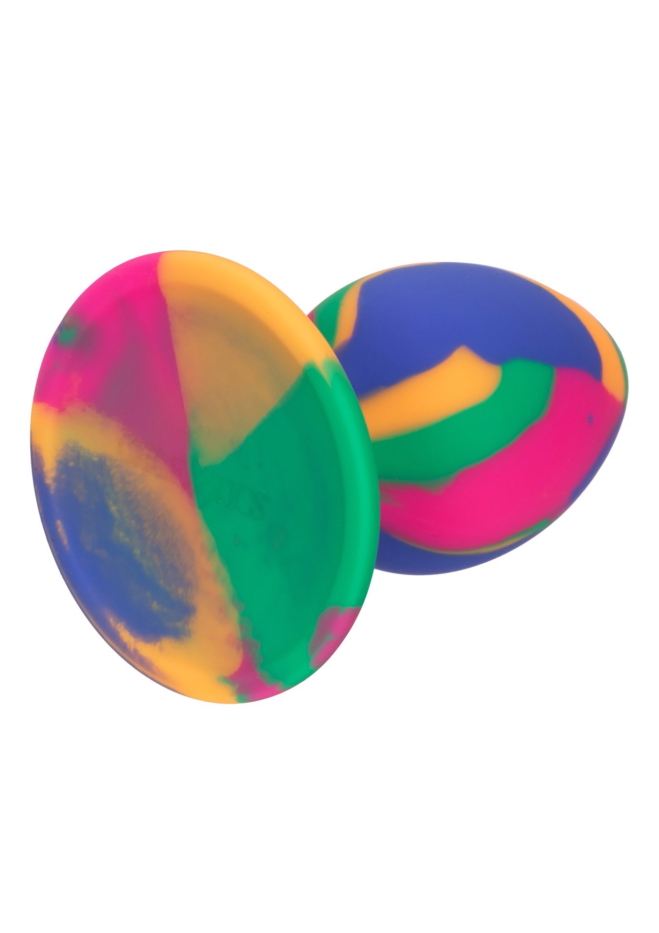 Анальная пробка силиконовая CalExotics Cheeky Tie-Dye Plug, разноцветная, Medium