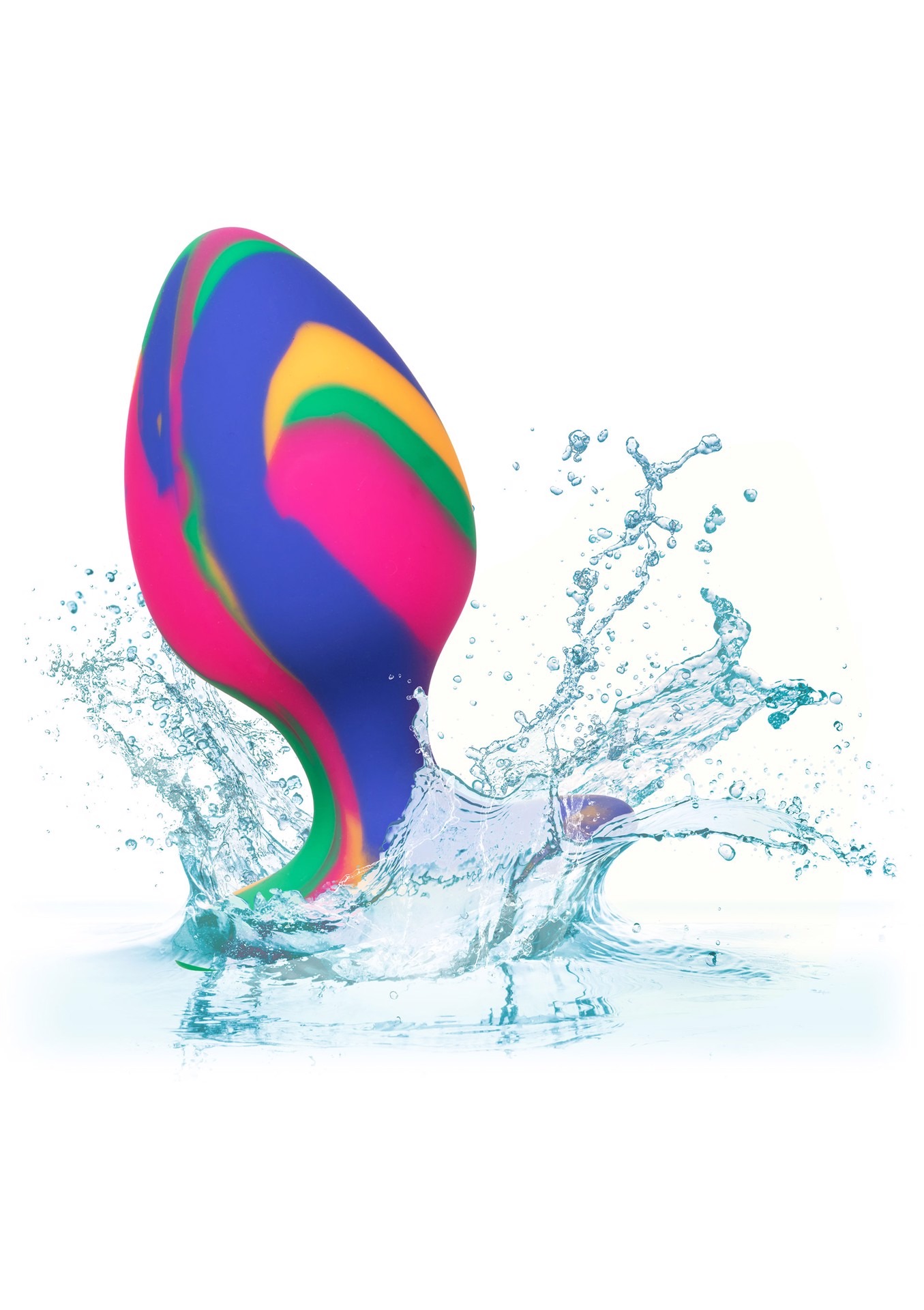 Анальная пробка силиконовая CalExotics Cheeky Tie-Dye Plug, разноцветная, Medium