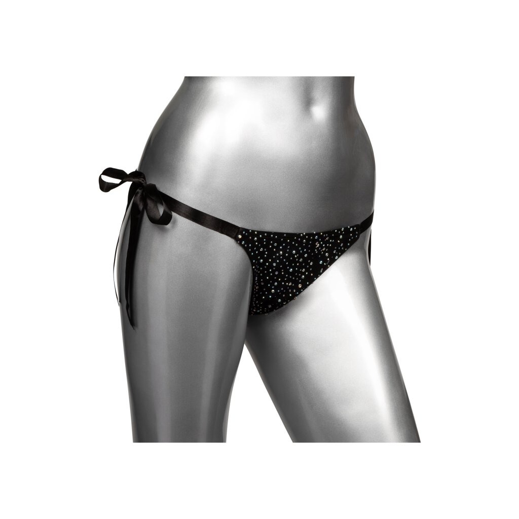 Трусики зі стразами на зав'язках CalExotics Radiance Side-Tie Panties, чорні, One size