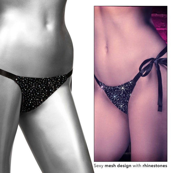 Трусики зі стразами на зав'язках CalExotics Radiance Side-Tie Panties, чорні, One size