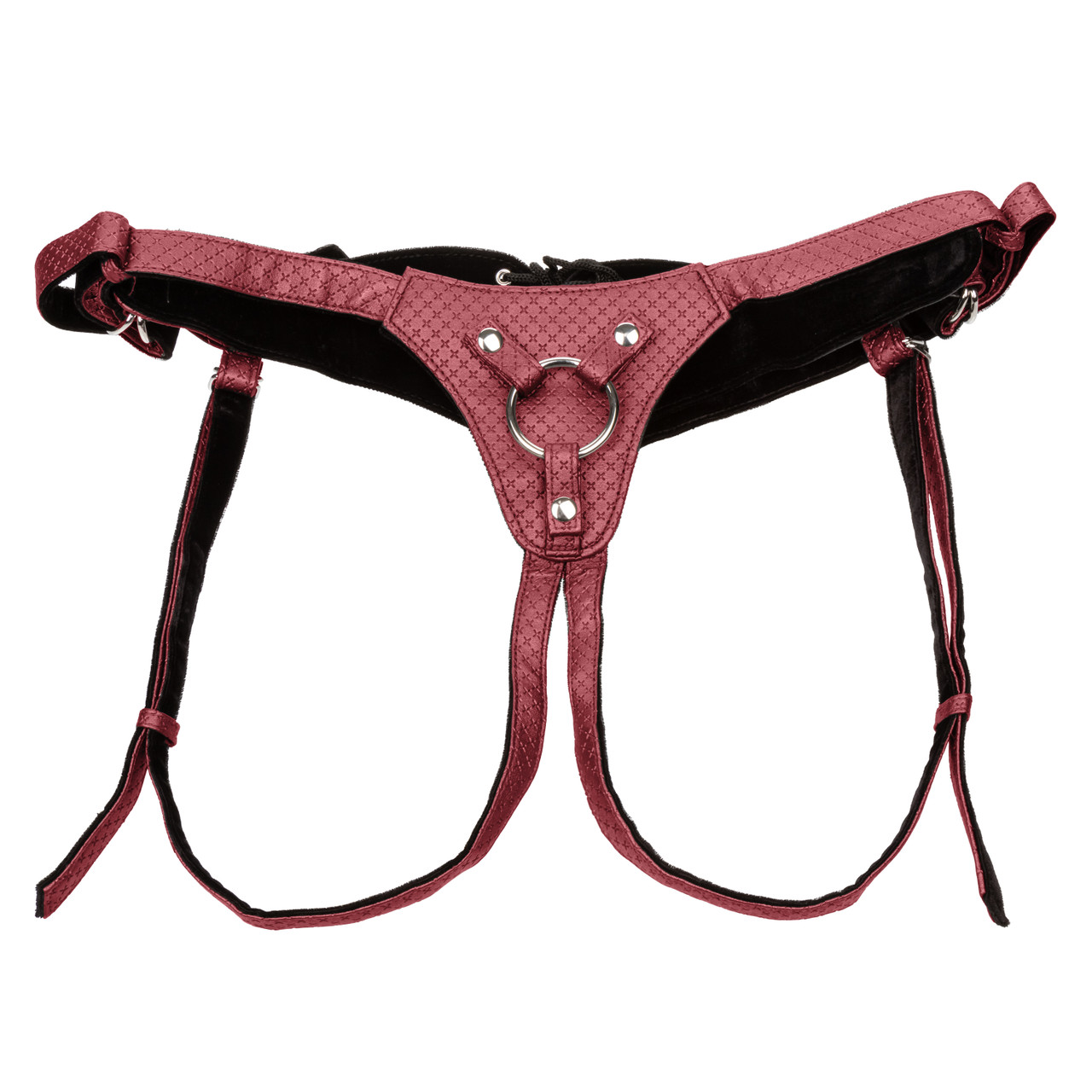 Трусики для страпона зі шнурівкою CalExotics Her Royal Harness The Regal Queen червоні