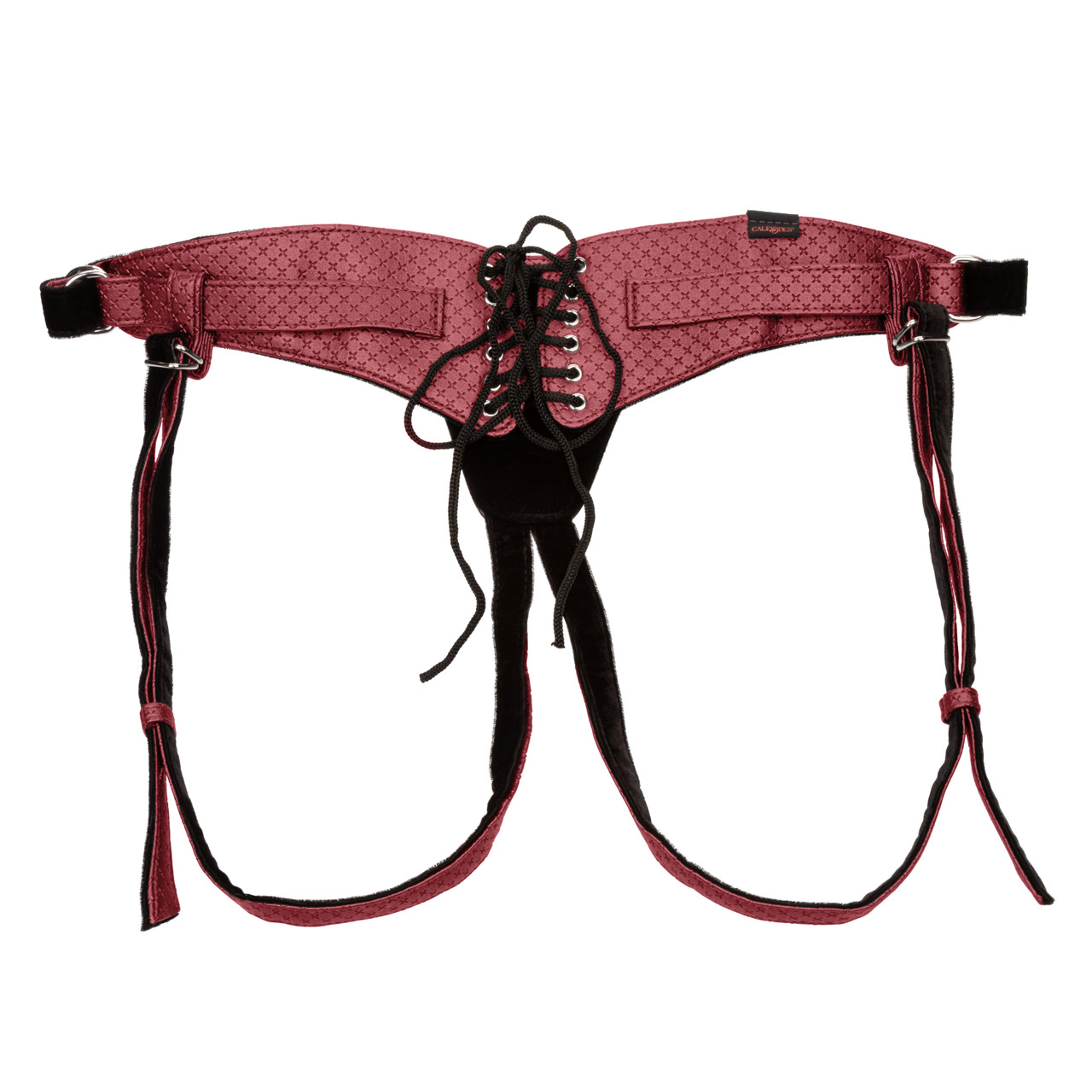 Трусики для страпона зі шнурівкою CalExotics Her Royal Harness The Regal Queen червоні