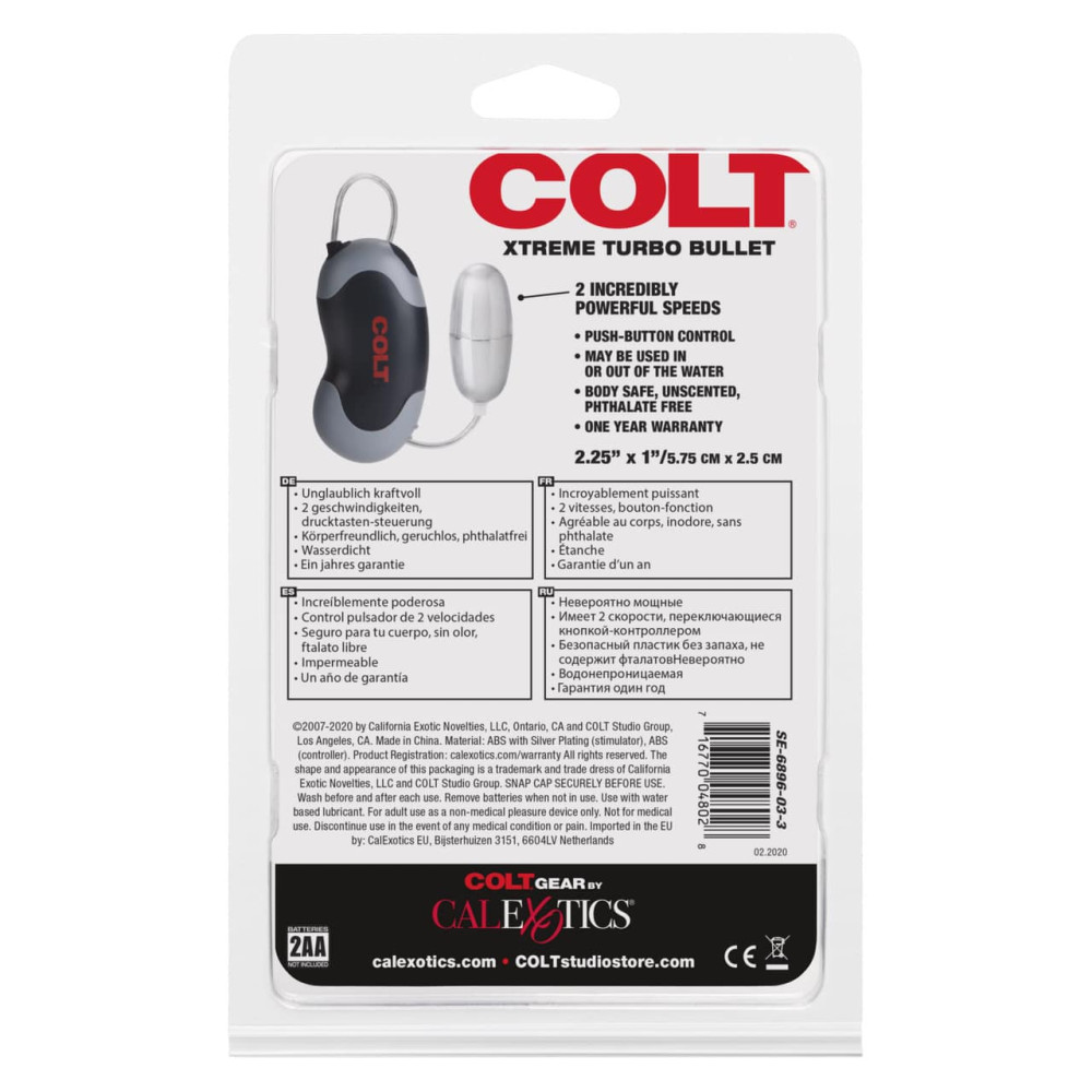 Виброяйцо с проводным пультом COLT Xtreme серебристое, 5.7 х 2.5 см