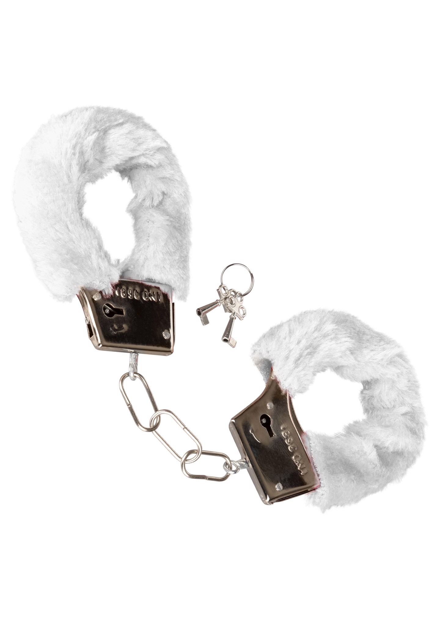 Наручники металлические с пушком CalExotics Playful Furry Cuffs, белые
