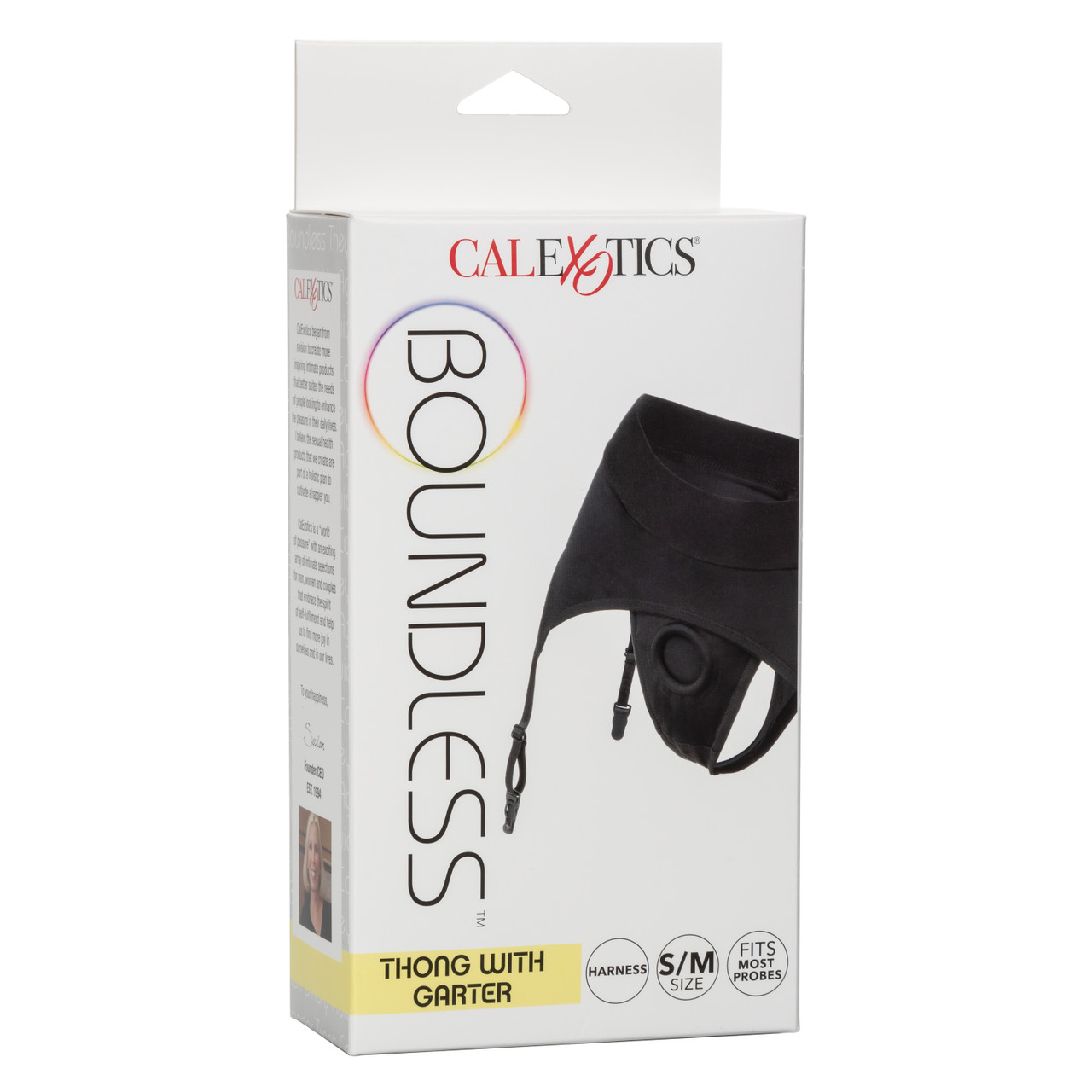 Трусики для страпона с высоким поясом California Exotics Boundless Thong with Garter S/M