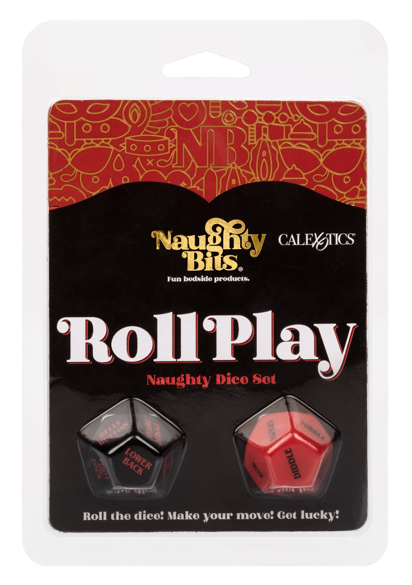 Гральні секс-кубики для пари CalExotic Roll Play-Naughty Dice Set, червоно-чорні