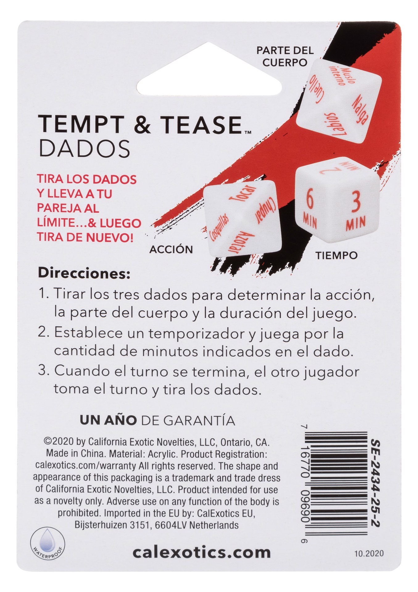 Еротична гра для двох California Exotic Tempt & Tease Dados кубики 3 шт.