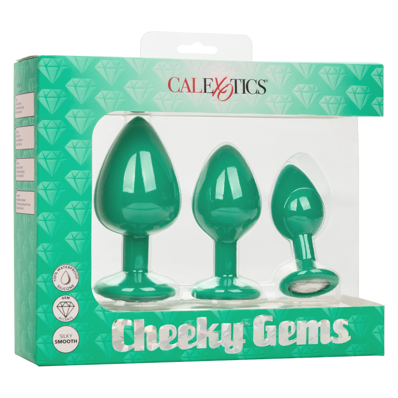 Набор анальных пробок Cheeky Gems 3 размера, зеленые