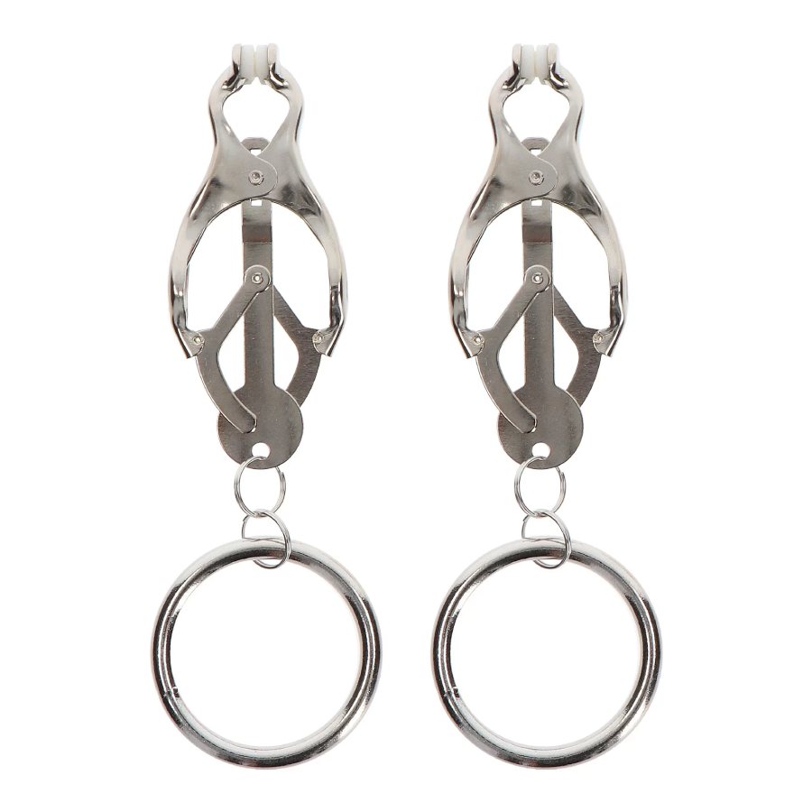 Затискачі-метелики з кільцем Taboom Nipple Play Butterfly Clamps With Ring, сріблясті