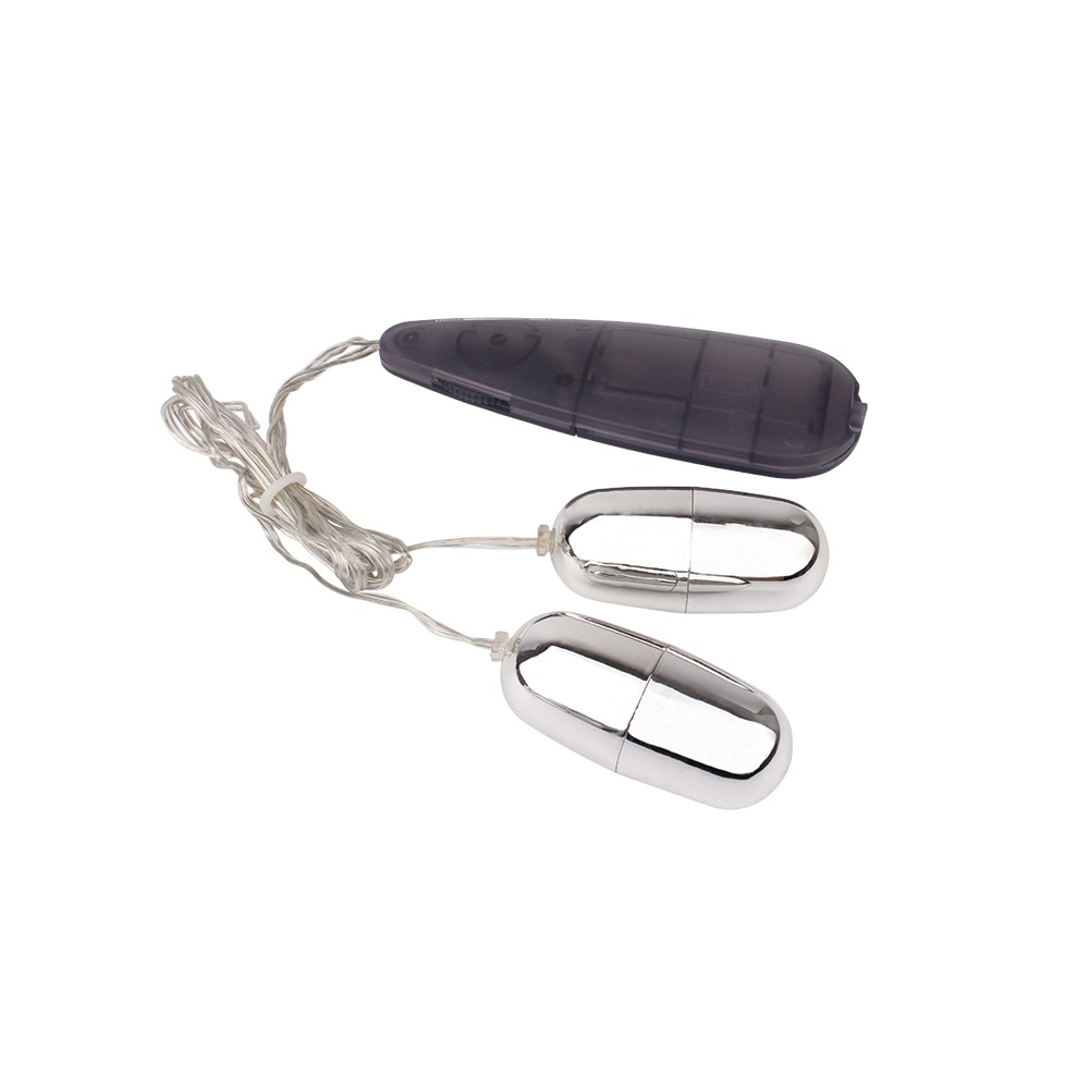 Виброяйца с пультом Chisa Hi-Basic Dual Delight Vibrating Bullets, серебристые