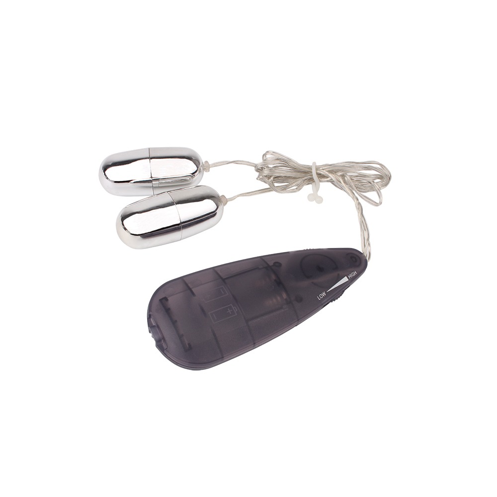 Виброяйца с пультом Chisa Hi-Basic Dual Delight Vibrating Bullets, серебристые