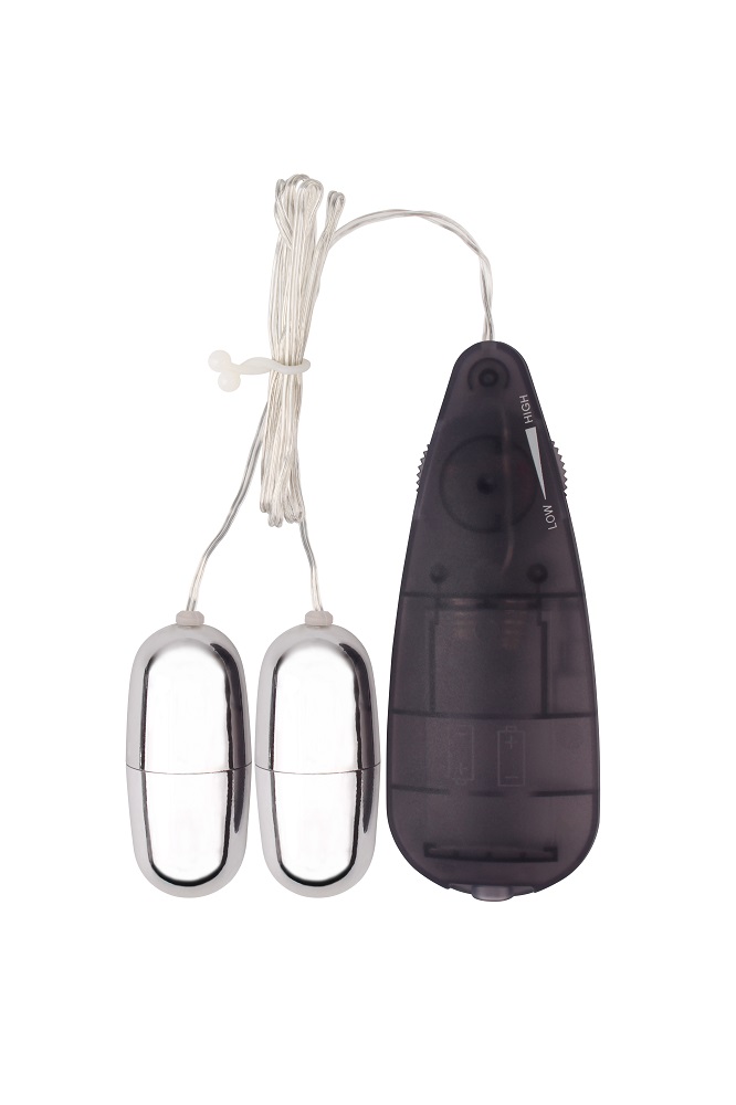Виброяйца с пультом Chisa Hi-Basic Dual Delight Vibrating Bullets, серебристые