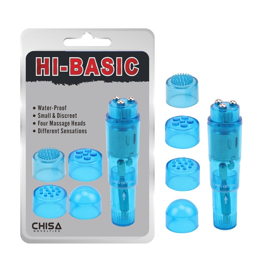 Вібратор кліторальний з насадками Chisa Hi-Basic, блакитний