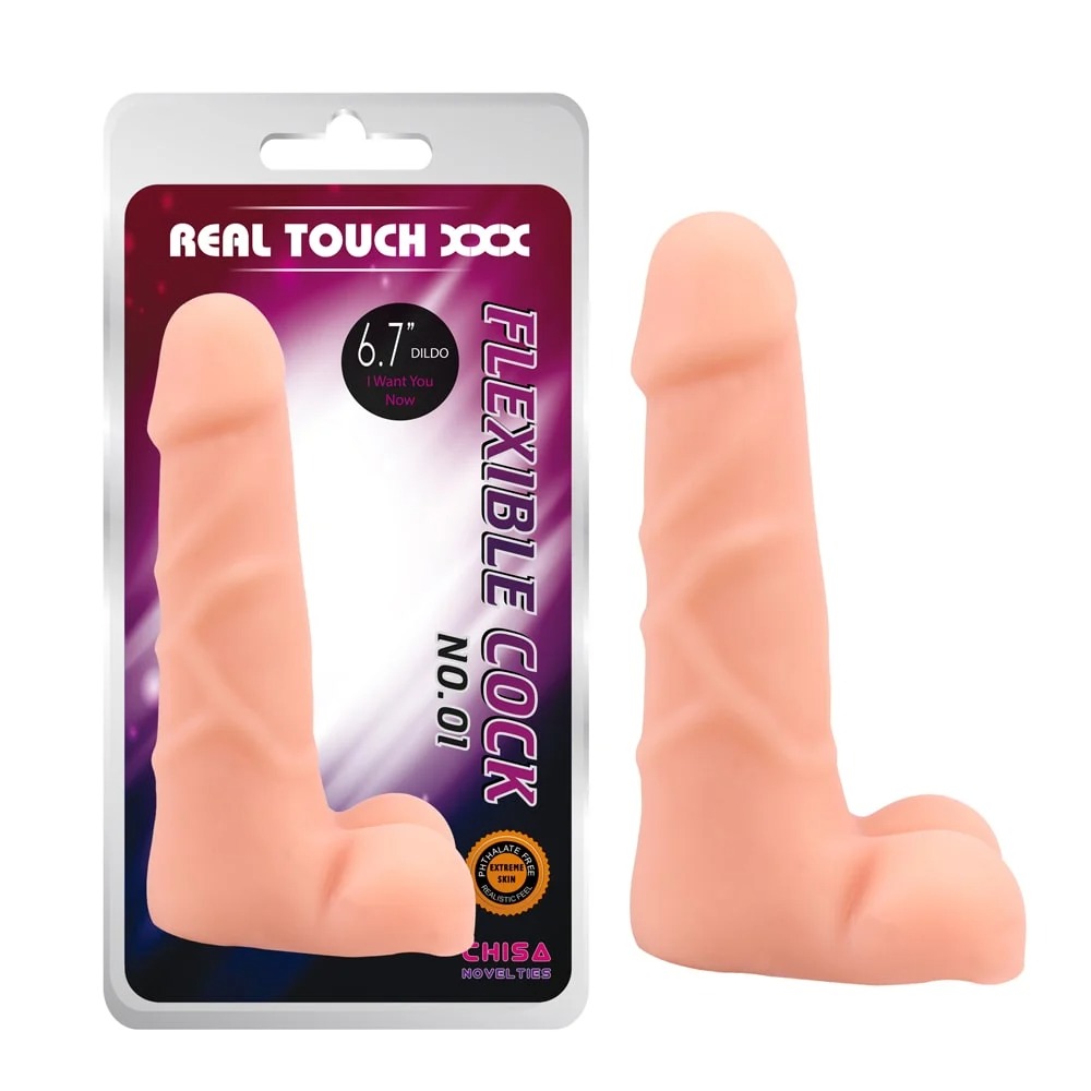 Фаллоимитатор реалистичный с хребтом Chisa Real Touch XXX и мошонкой, бежевый