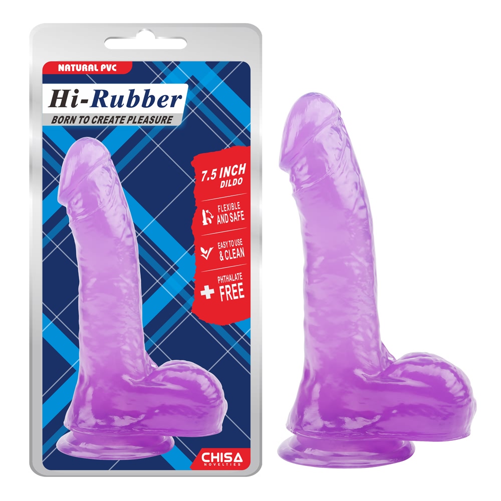 Фалоімітатор реалістичний Chisa HI-RUBBER 7.5 на присосці, фіолетовий