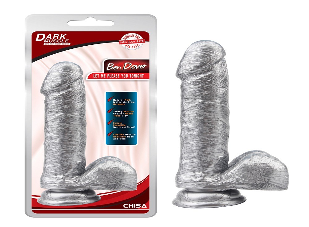 Фалоімітатор з мошонкою на присосці Chisa Dark Muscle, сріблястий