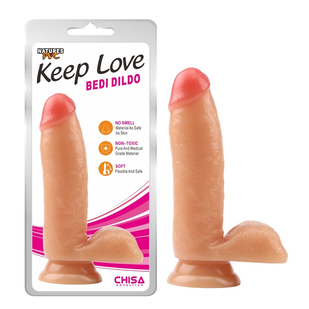 Фалоімітатор реалістичний з мошонкою Chisa Keep Love Bedi Dildo на присосці, бежевий