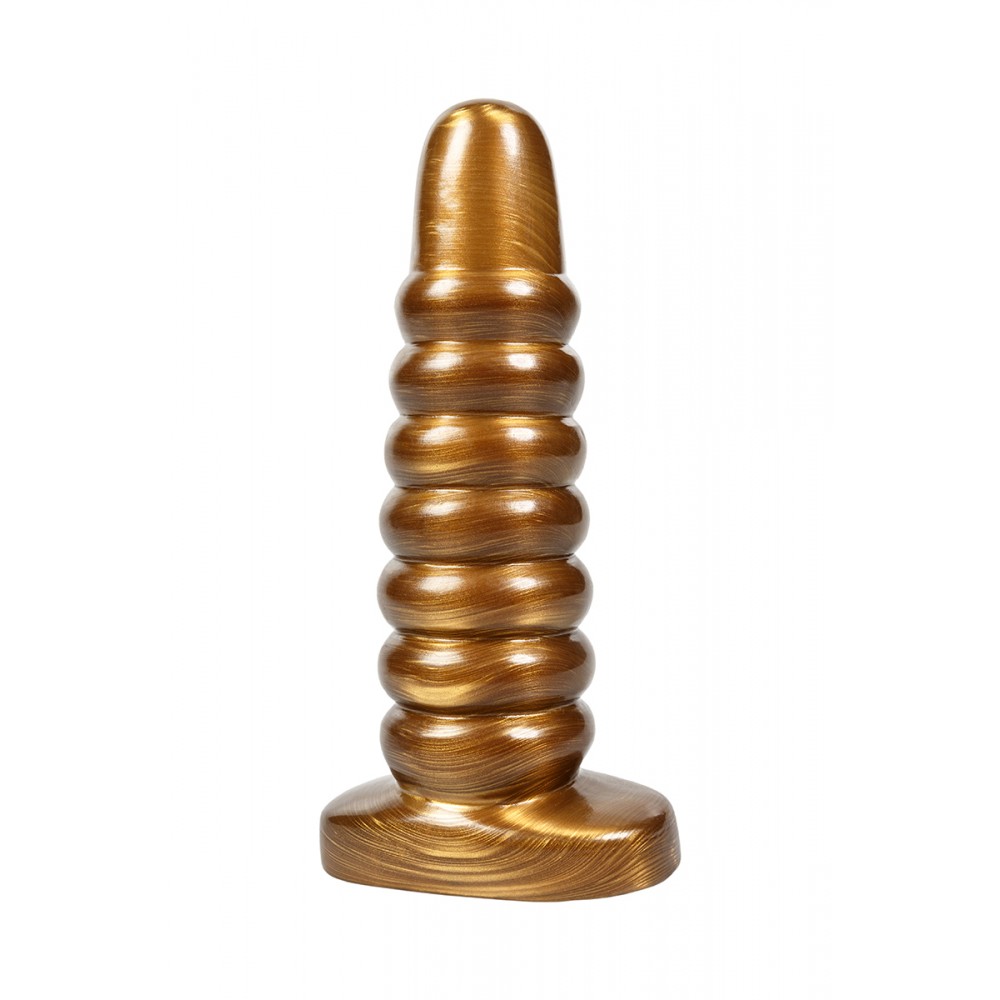 Велика анальна пробка ребриста Chisa Dark Muscle Gold