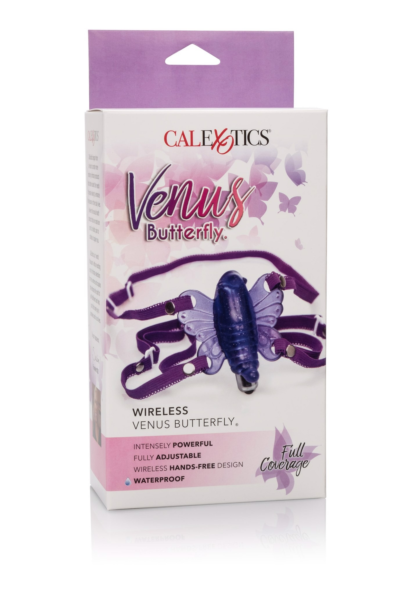 Вибратор-бабочка для клитора California Exotic, на ремнях, фиолетовый, 8 х 8 см
