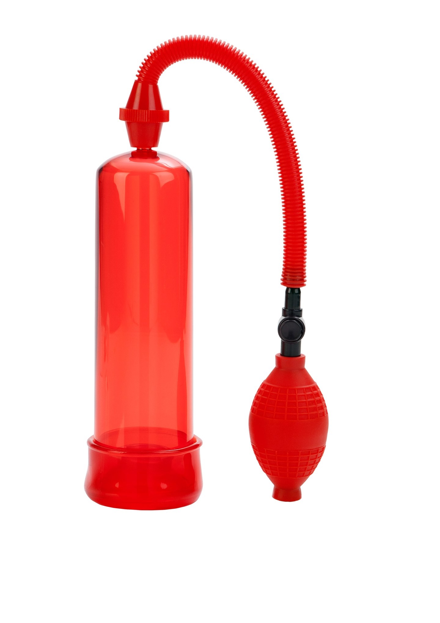 Механическая вакуумная помпа для пениса с насосом-грушей Fireman’s CalExotics, красная, 19 х 5.7 см