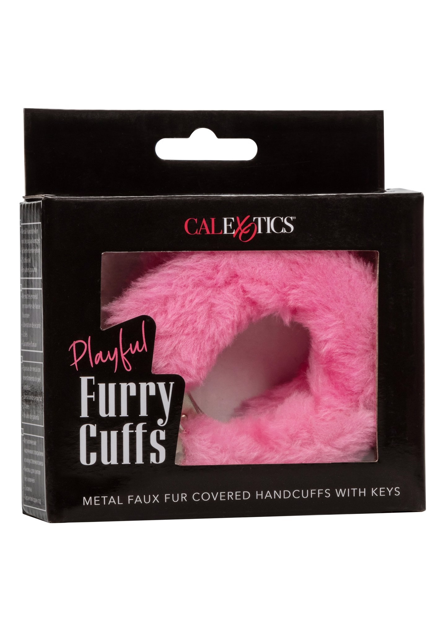 Наручники с мехом CalExotics с цепью, розовые