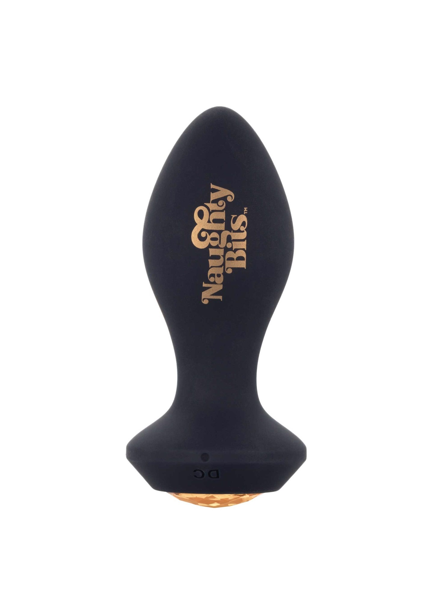 Анальная пробка с вибрацией Naughty Bits CalExotics, с кристаллом, силиконовая, черная, 10.7 х 3.2