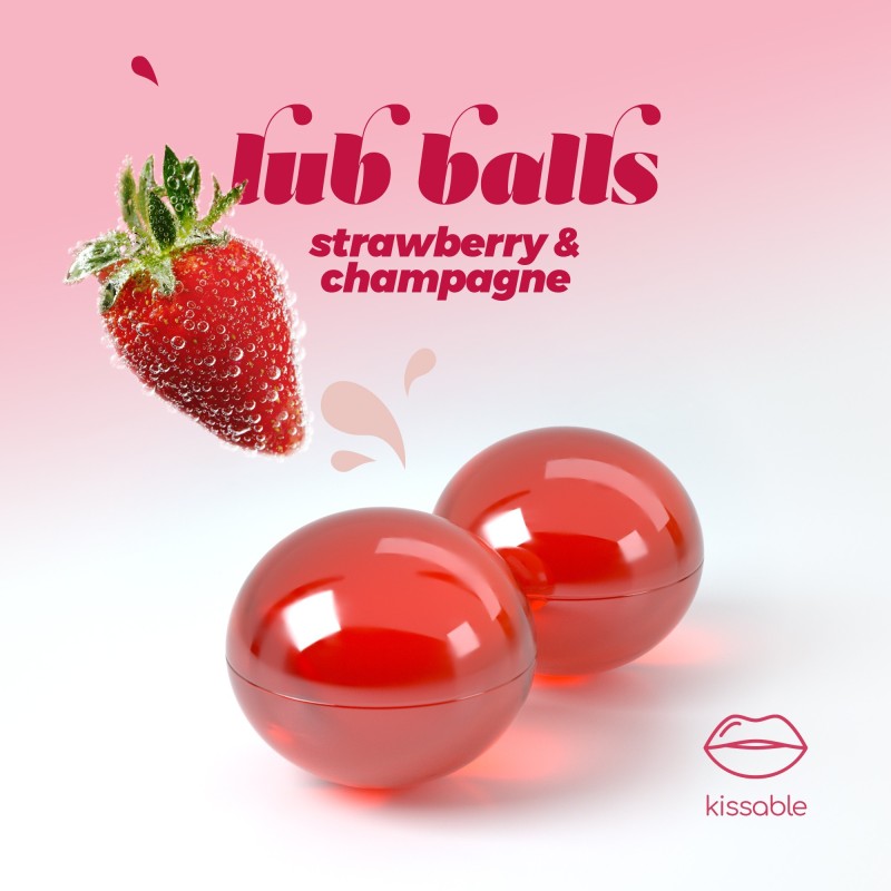 Бразильські вибухові кульки для масажу Crushious Lub Balls Strawberry&Champagne зі смаком шампанського з полуницею